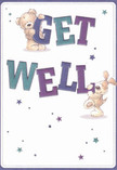 Radiating playfulness and sincere optimism, this get well card showcases two lovable characters-a cuddly bear and an exuberant puppy-joyfully interacting with oversized, colourful letters that spell out 'Get Well.' Their fur appears almost tangible, their faces full of encouragement, bringing to mind the comforting touch of a freshly arranged bouquet from a familiar Tottenham florist. Indigo and teal shades dominate the vibrant typography, standing out against a soft cream background, infusing the card with emotional warmth and positivity. Scattered stars in blue and purple tones add a sprinkling of whimsy, much like the creative flair seen at local Tottenham events. The light, airy composition gently lifts the mood, echoing the supportive energy found throughout the neighbourhood. This card embodies more than a message; it offers a heartfelt token of care, perfect for sending genuine comfort to someone recovering in Tottenham and brightening their day with a local touch.